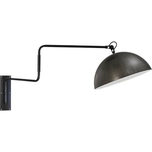 Industriële wandlamp Larino mat zwart beweegbare arm Ø40cm