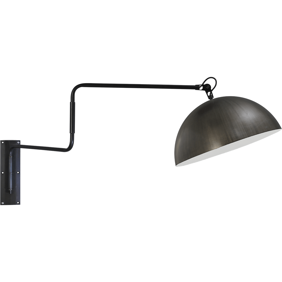 Industriële wandlamp Larino mat zwart beweegbare arm Ø40cm