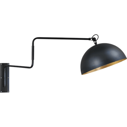 Industriële wandlamp Larino mat zwart beweegbare arm Ø40cm