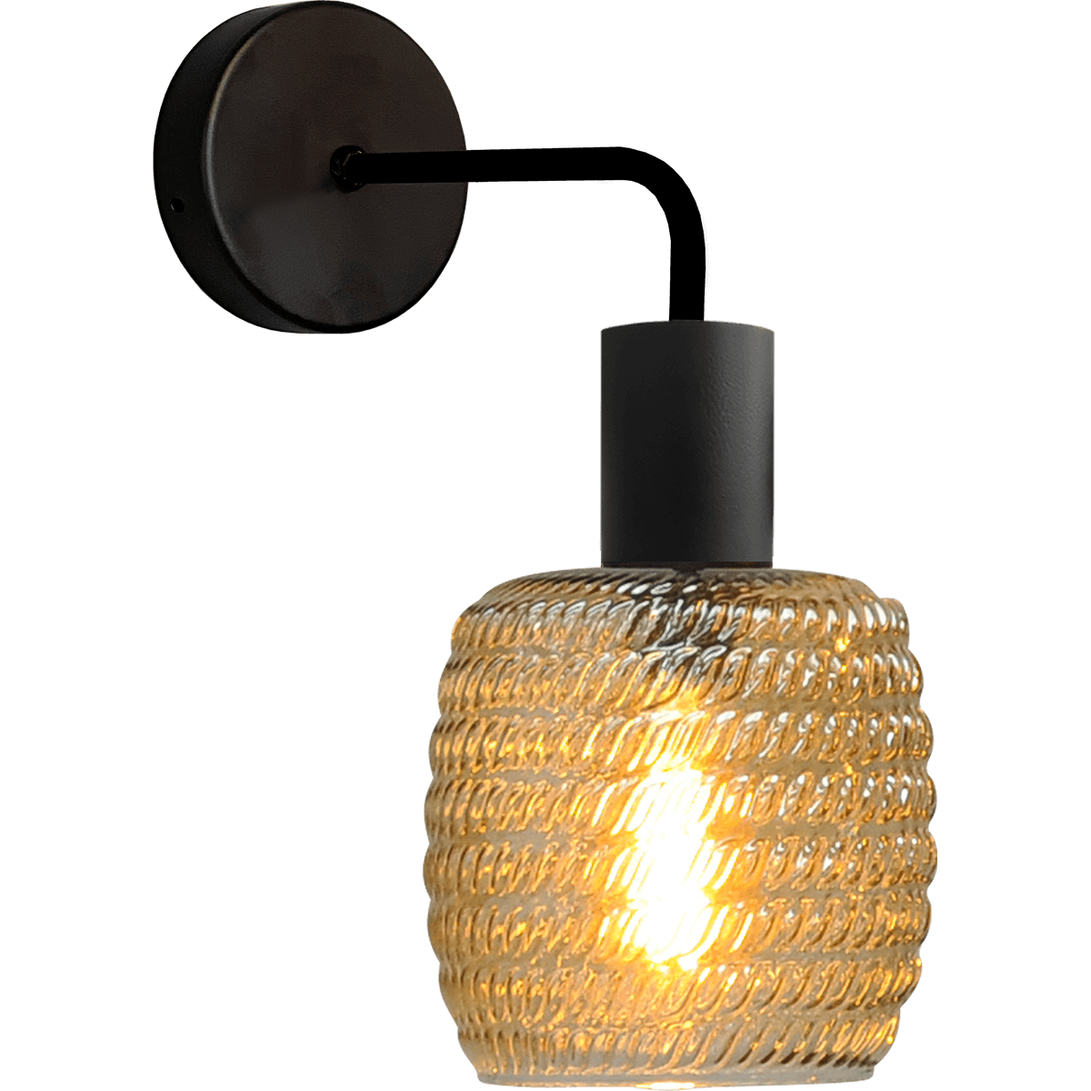 Wandlamp Bounty mat zwart lengte  38cm downlight - depth 29 -5cm - glas smoke Ø19cm - MASTERLIGHT