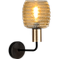 Wandlamp Bounty mat zwart/mat goud lengte  38cm uplight - depth 29 -5cm - glas smoke Ø19cm - MASTERLIGHT