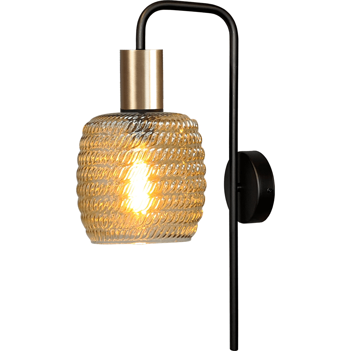 Wandlamp Bounty mat zwart/mat goud lengte  50 -6cm - depth 17 -8cm - glas smoke 62260-05-1 - MASTERLIGHT