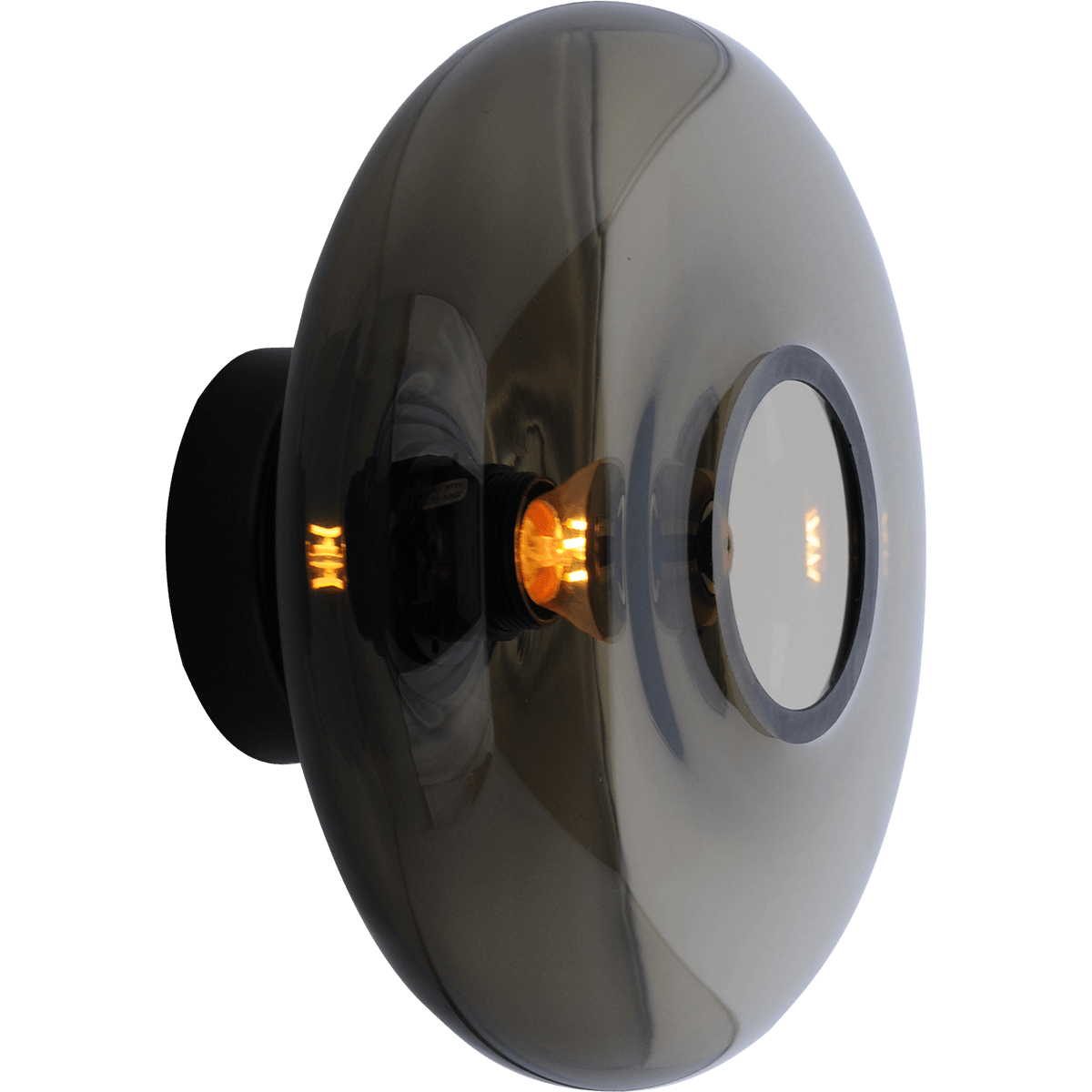 Wandlamp Hoseki matt zwart - glas smoke Ø23 -5cm - 1x E27 - MASTERLIGHT