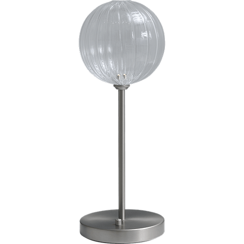 Tafellamp Bocca mat nikkel 1-lichts helder rookglas Ø15cm