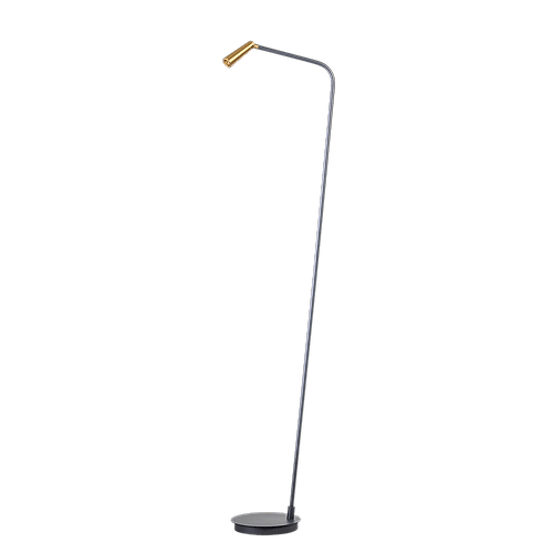 05-VL8380-3004. Moderne vloerlamp met spot zwart/goud. Geïntegreerd LED. Serie Barry - ETH. Deze spot vloerlamp is dimbaar in drie standen. In de Barry serie van ETH bevinden zich ook plafondspots met 1