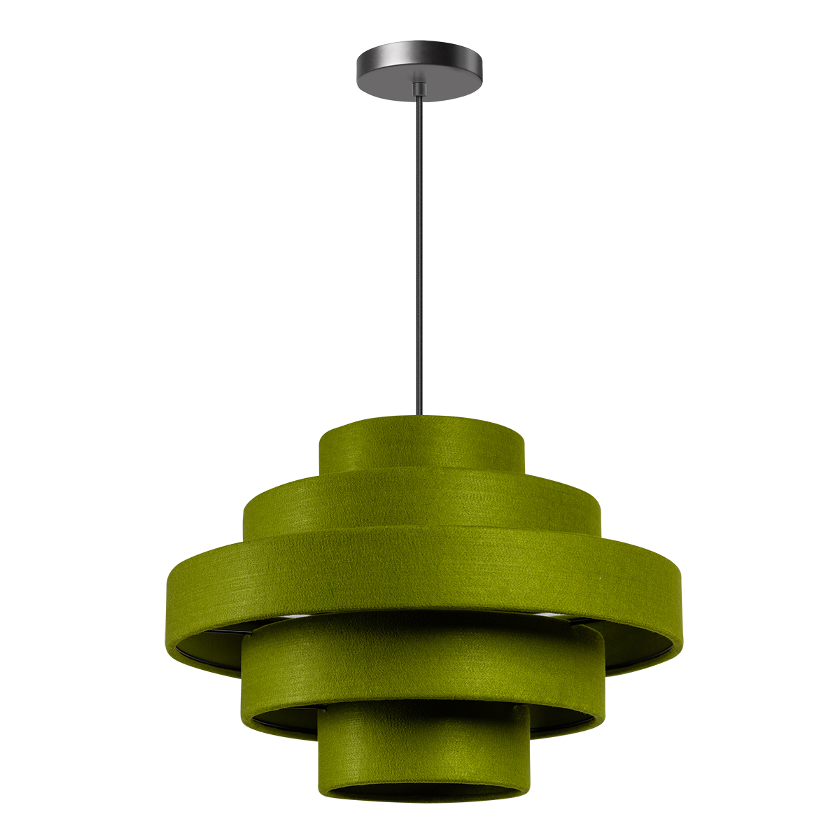 05-HL4397-33. Een sfeervolle groene hanglamp van vilt. Serie Jones van het merk ETH. Deze Jones hanglamp is ook verkrijgbaar in de kleuren antraciet en creme. Zoek in onze website op 'Jones'.