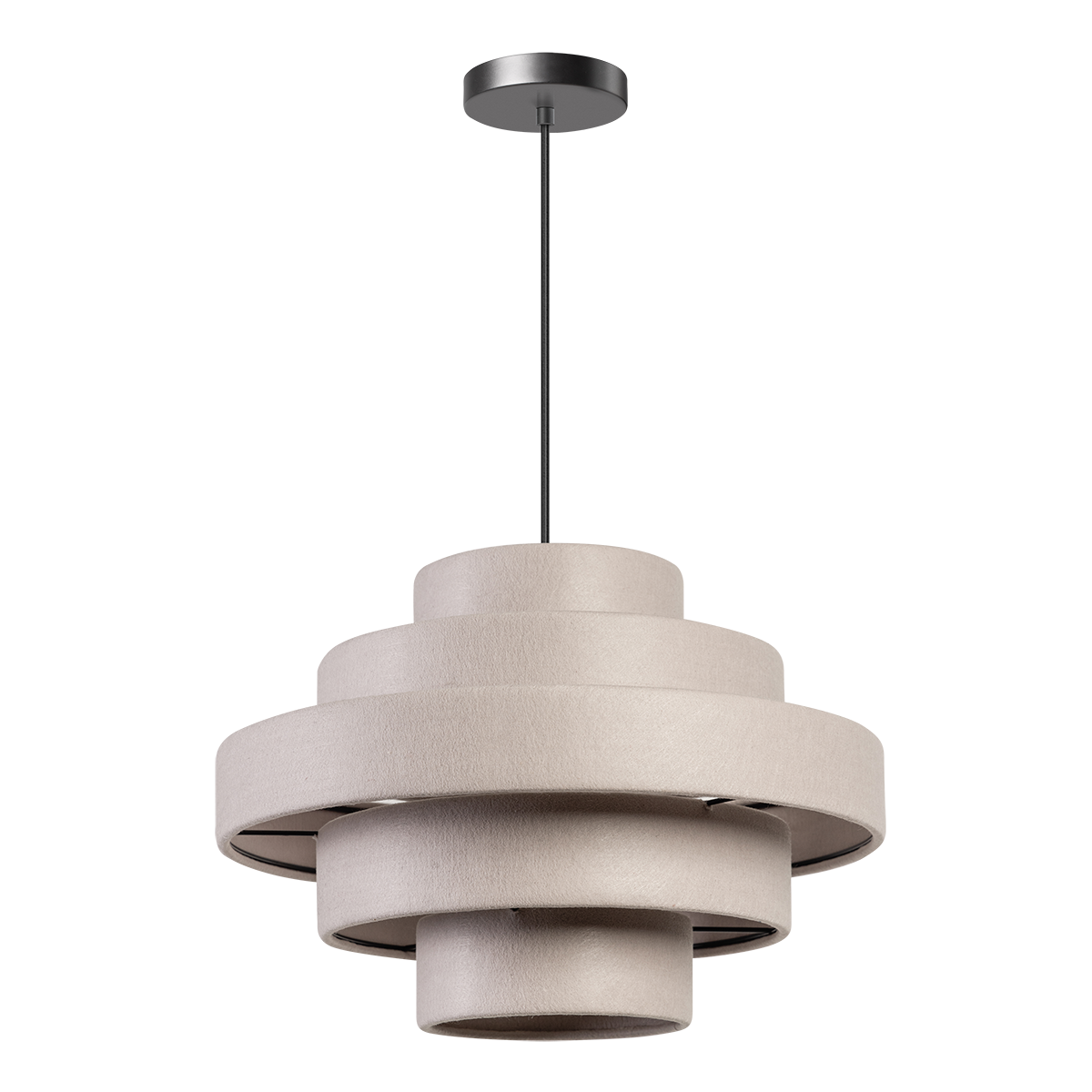 05-HL4397-59. Een sfeervolle creme-kleurige hanglamp van vilt. Serie Jones van het merk ETH. Deze Jones hanglamp is ook verkrijgbaar in de kleuren antraciet en groen. Zoek in onze website op 'Jones'.