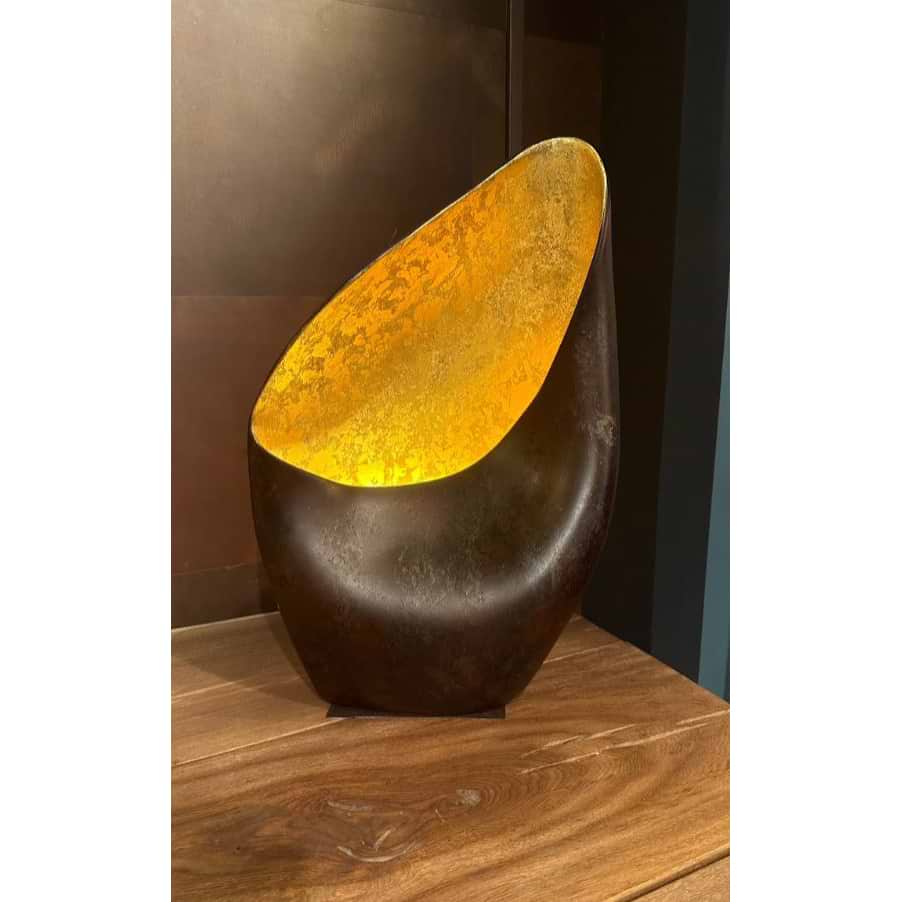 Organisch gevormde tafellamp Nature LARGE. LB999/1TL-L-CORTEN-GOLD. Keramische tafellamp