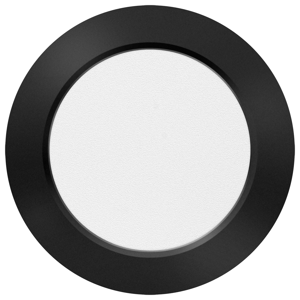 05-PL2367-30. Ronde IP44 inbouwspot zwart met geïntegreed LED. Serie Ruby. Doorsnede 16,5 cm, diepte 1,8 cm. 3 staps dimbaar met geheugenfunctie.