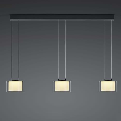 Hanglamp Grand Smoke, 3-lichts. hoogte 50 tot 180 cm (verstelbaar), LED ca. 66 W, dim to warm, vetical dim, BANKAMP. Een zeer exclusieve en geavanceerde hanglamp. Een high-end product van Bankamp.