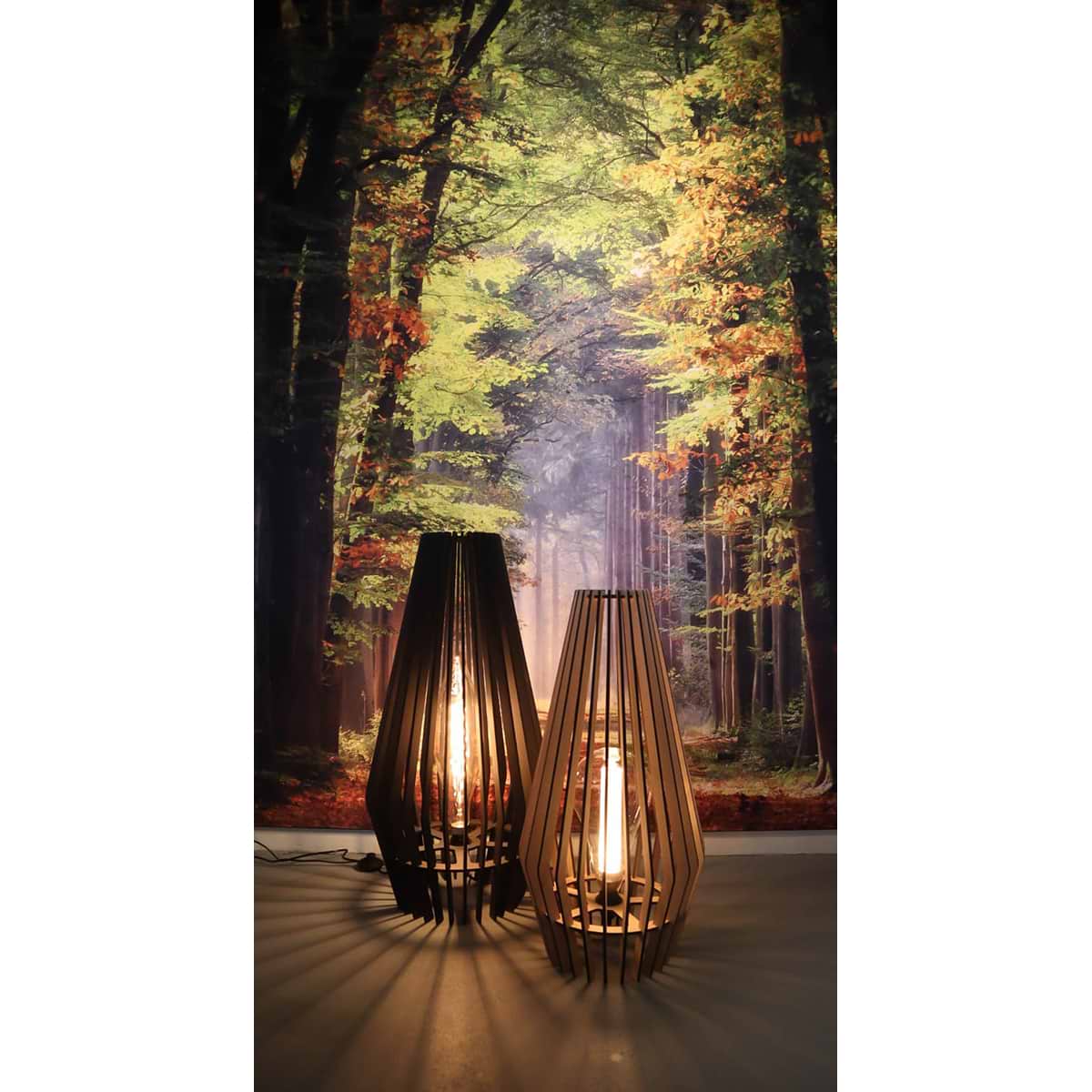 Houten vloerlamp