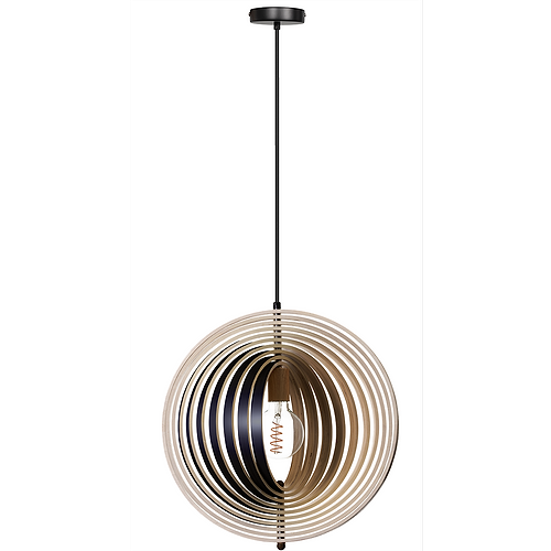 05-HL4539-3070. Bijzondere zwart/naturel houten hanglamp Woody