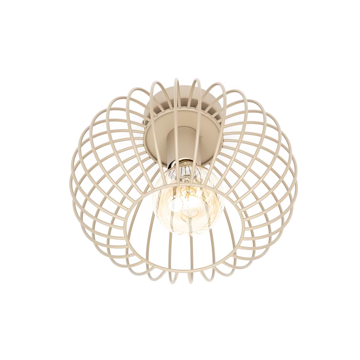 Metalen zandkleurige draad plafondlamp. Diameter 30 cm. Serie Wire Sand. ETH. Verkrijgbaar in drie formaten: 30