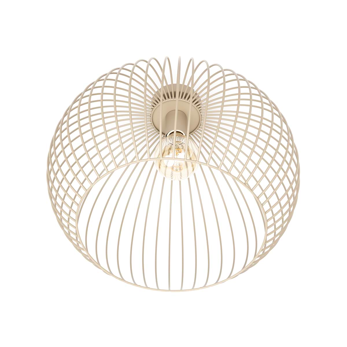 Metalen zandkleurige draad plafondlamp. Diameter 50 cm. Serie Wire Sand. ETH. Verkrijgbaar in drie formaten: 30