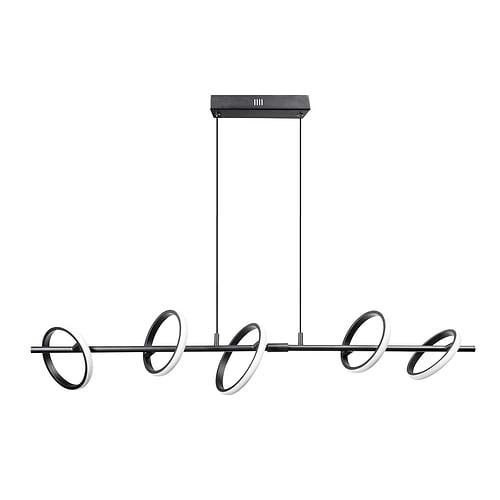 Moderne hanglamp Jaimy met vijf led lichtringen. Serie Jaimy