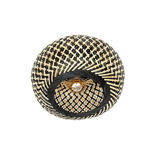 Sfeervolle gevlochten houten plafondlamp Otis. Diameter 30 cm. Serie Otis