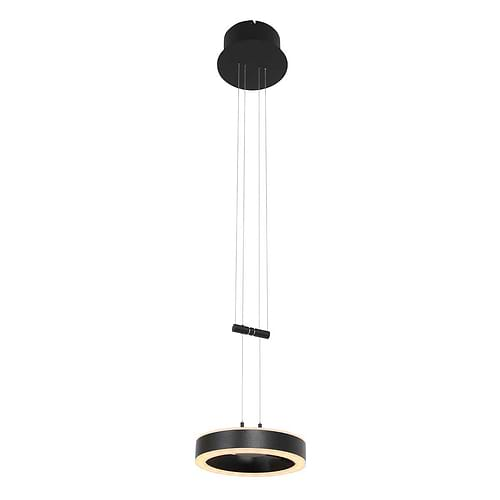 Moderne design hanglamp. Ideale hanglamp boven kookeiland. De lamp is in hoogte verstelbaar, heeft een ingebouwde LED lichtbron en is dimbaar via een externe wand dimmer/schakelaar. De lamp geeft warm wit licht. 3500ZW Steinhauer.