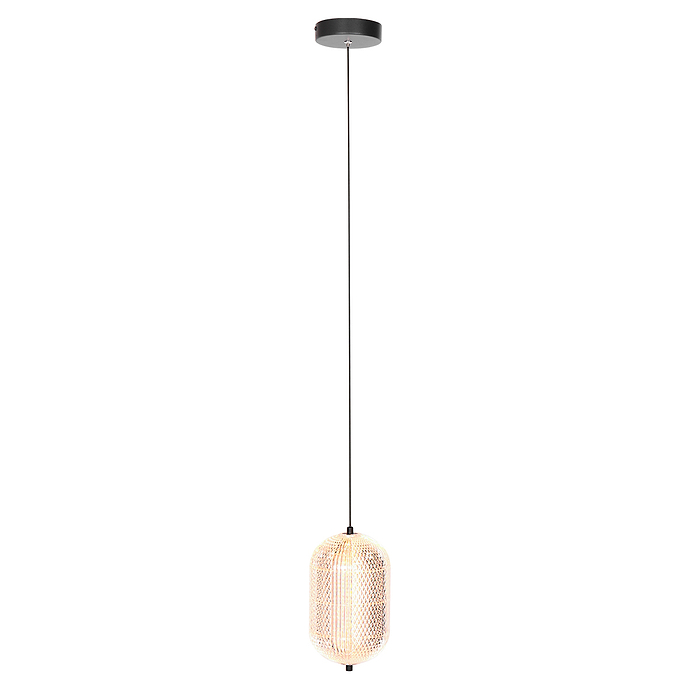 3840ZW Mexlite hanglamp. Maak kennis met de hanglamp Geripu 3840ZW met één lichtbron. Deze lamp heeft een kunststof behuizing van 15 cm in diameter en een geribbeld design. De ingebouwde 8 watt ledmodule biedt warm licht met een kleurtemperatuur van 2700 Kelvin en een lichtopbrengst van 700 lumen. De lamp is niet dimbaar. Door de unieke structuur van het kunststof ontstaat een bijzonder lichtspel, waardoor deze lamp een echte eyecatcher is in elk interieur