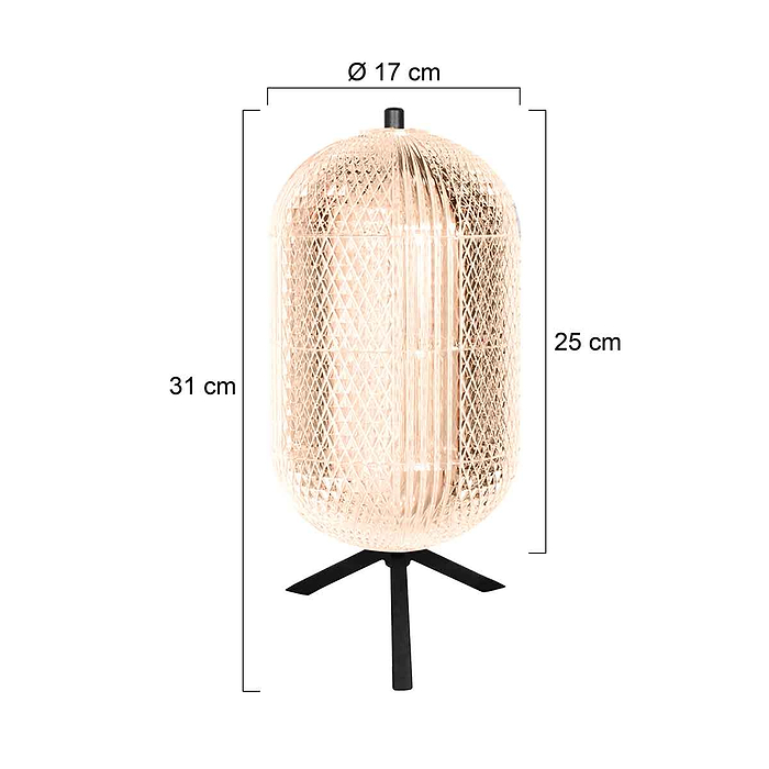 afmetingen tafellamp 3841ZW van Mexlite