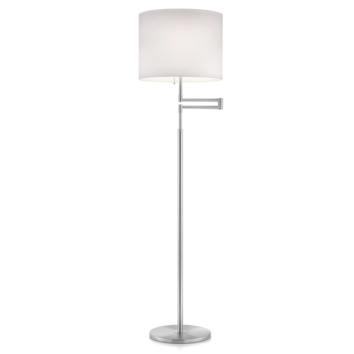 Moderne vloerlamp, 41.912.05-11*, van de Duitse fabrikant Knapstein. Met trekkoord om lamp een en uit te schakelen. In hoogte vertelbaar. De lamp kan 550 mm naar zijkant geschoven worden. Alle lampen van Knapstein zijn van zeer degelijke kwaliteit. Voor meer opties uit de serie: MILA, kunt u de zoekfunctie gebruiken op onze site. Dan ziet u welke andere opties er binnen de serie zijn. Kleur: nikkel mat. Lampenkap Chintz wit binnen- en buitenzijde. Aantal lichtpunten: 2. Lichtbron: exclusief. Breedte in mm: 350. Lengte/diepte in mm: 635.