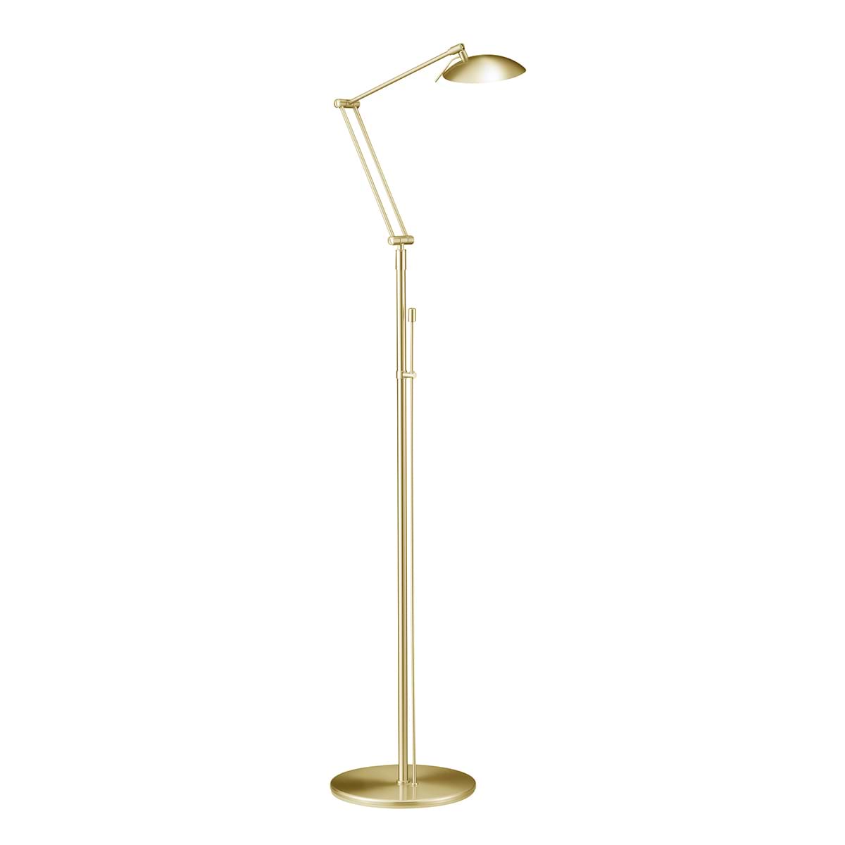 Moderne vloerlamp, leeslamp, 41.930.03, van de Duitse fabrikant Knapstein. Met touch dimmer. Deze lamp is draai- en kiepbaar op twee plaatsen op het armatuur en ook de reflektor is draaibaar. De lamp kan tot 660 mm naar de zijkant worden geschoven. Alle lampen van Knapstein zijn van zeer degelijke kwaliteit. Voor meer opties uit de serie: NELE-S, kunt u de zoekfunctie gebruiken op onze site. Dan ziet u welke andere opties er binnen de serie zijn. Kleur: messing mat. Aantal lichtpunten: 4. Lichtbron: inclusief. Breedte in mm: 240. Lengte/diepte in mm: 650.