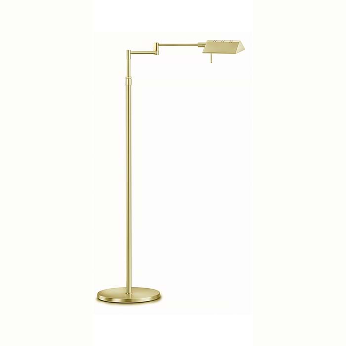 Vloerlamp, leeslamp. Serie: EDDA. Kleur: messing mat. Artikelnummer 41.949.03. Duits fabricaat - KNAPSTEIN