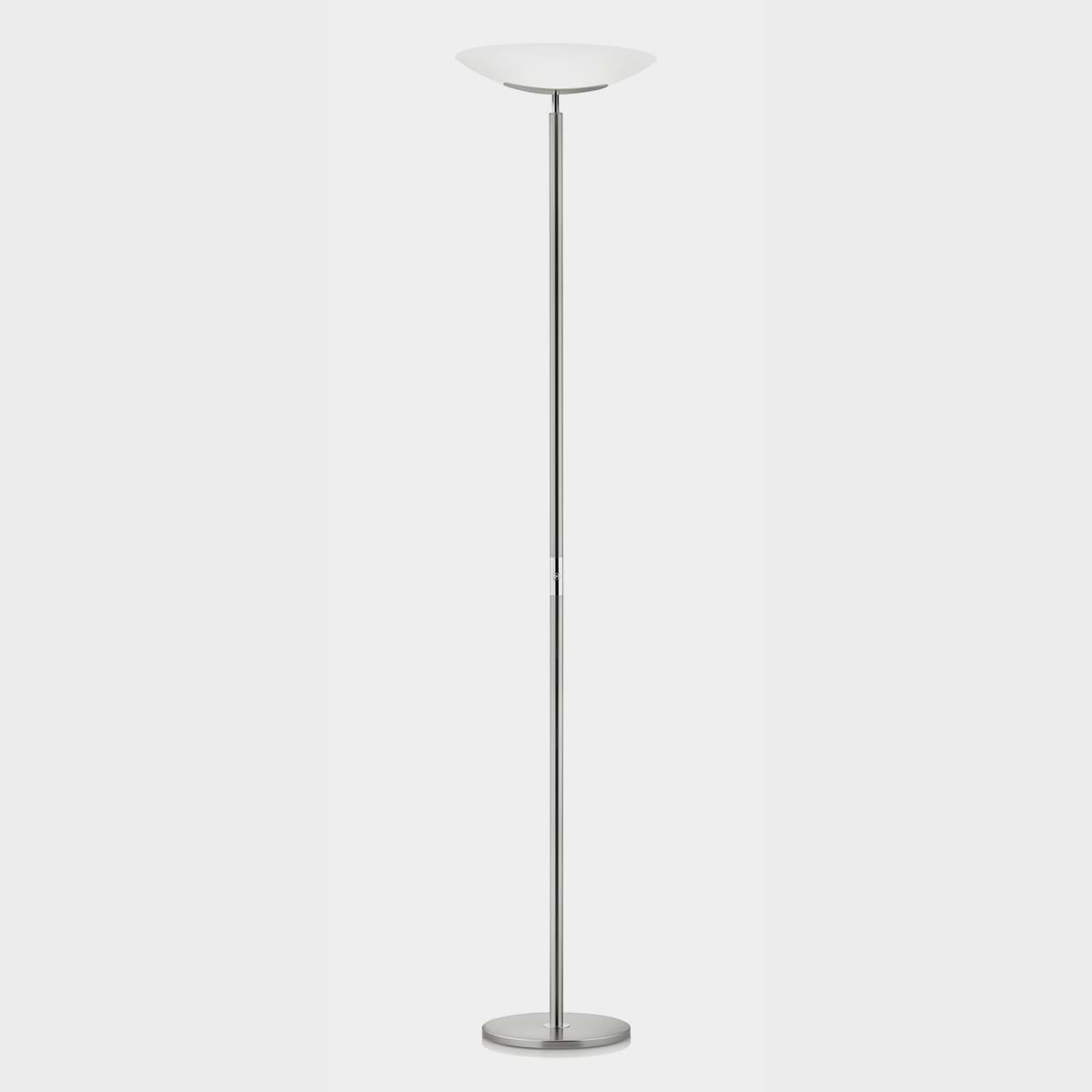 Vloerlamp. Serie: ALMA. Kleur: nikkel mat. Glas opal mat wit - ovaal. Artikelnummer 41.961.05. Duits fabricaat - KNAPSTEIN