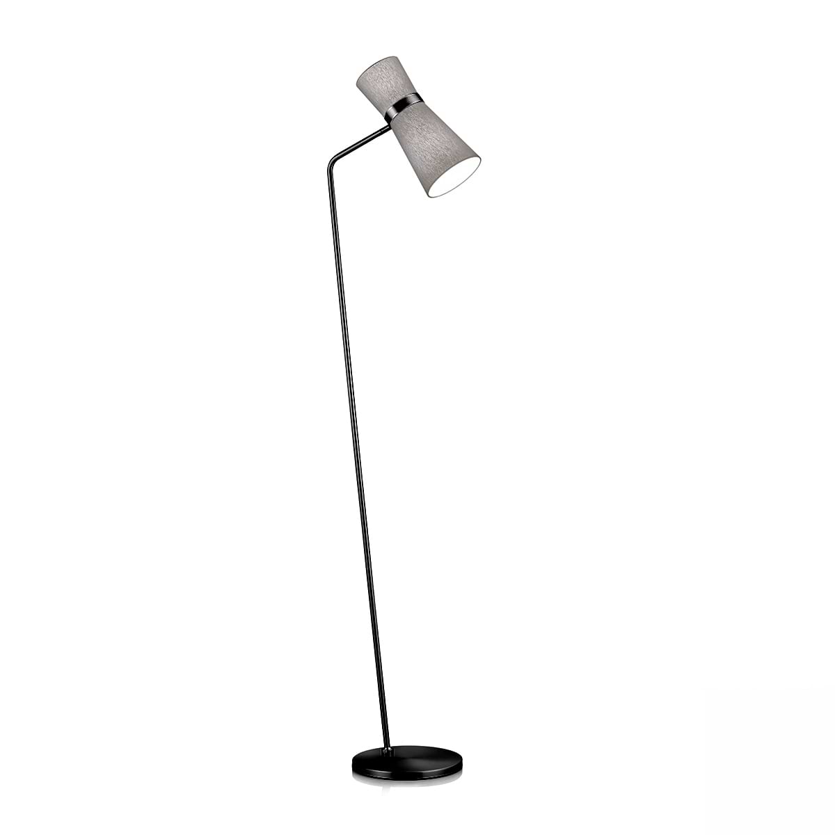 Vloerlamp, leeslamp. Serie: YUNA-S. Kleur: zwart. Lampenkap: Chintz 67 - mistig grijs. Artikelnummer 41.984.07-67. Duits fabricaat - KNAPSTEIN