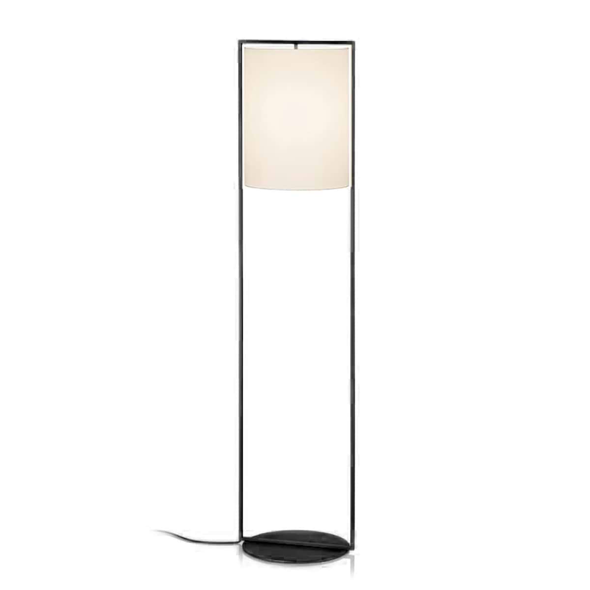 Vloerlamp. Serie: ALVA. Kleur: zwart. Lampenkap Chintz 23 - wit. Artikelnummer 41.987.07-23. Duits fabricaat - KNAPSTEIN