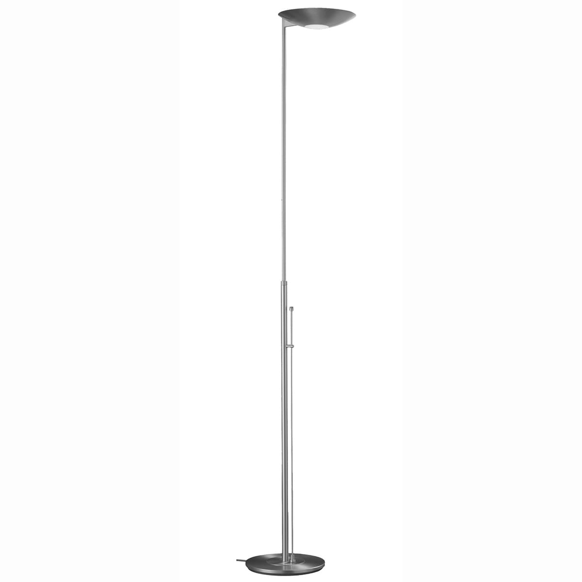 Moderne vloerlamp, 41.979.05, van de Duitse fabrikant Knapstein. Zeer hoogwaardige plafondverlichter met metaalreflektor en glas voor indirect licht naar beneden. Met draaidimmer voor aan- en uitschakelen van de lamp en het traploos dimmen. In hoogte verstelbaar. Met geheugenfunctie. Alle lampen van Knapstein zijn van zeer degelijke kwaliteit. Voor meer opties uit de serie: CORA, kunt u de zoekfunctie gebruiken op onze site. Dan ziet u welke andere opties er binnen de serie zijn. Kleur: nikkel mat. Aantal lichtpunten: 1. Lichtbron: inclusief. Breedte in mm: 265. Lengte/diepte in mm: 400.