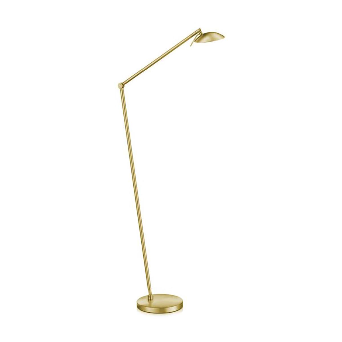 Moderne vloerlamp, leeslamp, 41.946.03, van de Duitse fabrikant Knapstein. Met touch dimmer op de reflektor voor dimmen en instellen kleur. Lichtkleur van 2.700 tot 5.000 Kelvin instelbaar. Met draai- en kiep armatuur om lamp op twee plaatsen te kunnen verstellen. De lamp is op de voet draaibaar. De lamp kan tot 1100 mm naar de zijkant worden geschoven. Alle lampen van Knapstein zijn van zeer degelijke kwaliteit. Voor meer opties uit de serie: ELEA-S, kunt u de zoekfunctie gebruiken op onze site. Dan ziet u welke andere opties er binnen de serie zijn. Kleur: messing mat. Aantal lichtpunten: 1. Lichtbron: inclusief. Breedte in mm: 220. Lengte/diepte in mm: 1100.