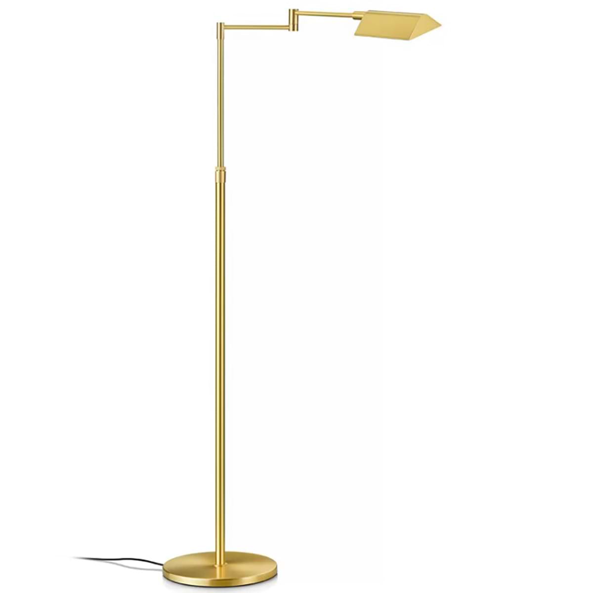 Moderne vloerlamp, 41.972.02, van de Duitse fabrikant Knapstein. Met gebarenbediening aan/uit te zetten en traploos dimmen. In hoogte verstelbaar. Reflektor is draaibaar. De lamp kan tot 530 mm naar de zijkant uitgetrokken worden. Alle lampen van Knapstein zijn van zeer degelijke kwaliteit. Voor meer opties uit de serie: INGA, kunt u de zoekfunctie gebruiken op onze site. Dan ziet u welke andere opties er binnen de serie zijn. Kleur: messing gepolijst / mat. Aantal lichtpunten: 1. Lichtbron: inclusief. Breedte in mm: 240. Lengte/diepte in mm: 530.