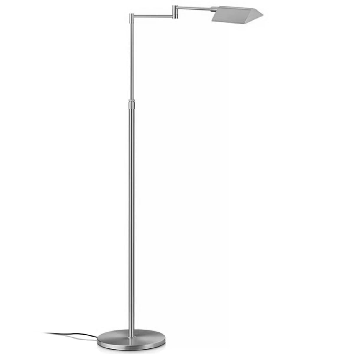 Moderne vloerlamp, 41.972.05, van de Duitse fabrikant Knapstein. Met gebarenbediening aan/uit te zetten en traploos dimmen. In hoogte verstelbaar. Reflektor is draaibaar. De lamp kan tot 530 mm naar de zijkant uitgetrokken worden. Alle lampen van Knapstein zijn van zeer degelijke kwaliteit. Voor meer opties uit de serie: INGA, kunt u de zoekfunctie gebruiken op onze site. Dan ziet u welke andere opties er binnen de serie zijn. Kleur: nikkel mat. Aantal lichtpunten: 1. Lichtbron: inclusief. Breedte in mm: 240. Lengte/diepte in mm: 530.