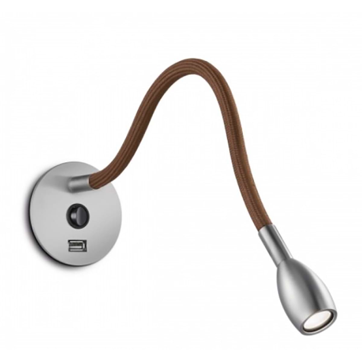 Wandlamp, leeslamp. Serie: ASTA-Einbau, inbouw. Kleur: nikkel mat - bruin. Artikelnummer 21.841.56. Duits fabricaat - KNAPSTEIN