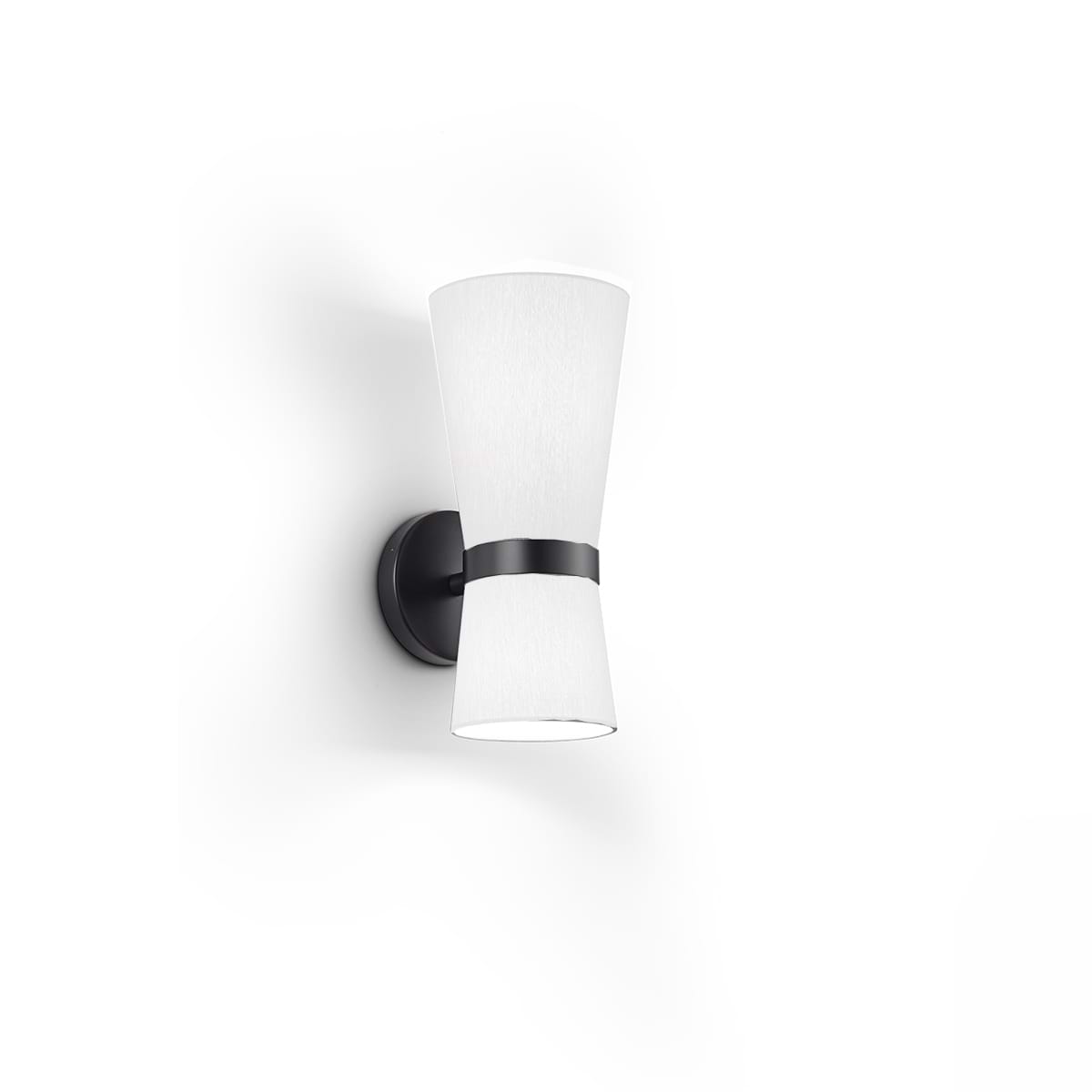 Wandlamp. Serie: YUNA-W. Kleur: zwart. Lampenkap Chintz 23 - wit. Artikelnummer 21.850.07-23. Duits fabricaat - KNAPSTEIN