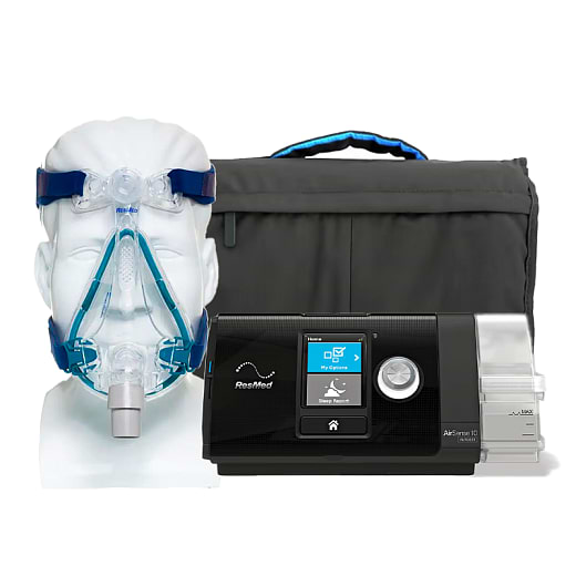 Kit CPAP Automático AirSense 10 AutoSet com Umidificador + Mirage Quattro 