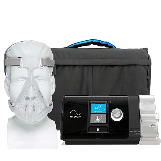 Kit CPAP Automático AirSense 10 AutoSet com Umidificador e Máscara Facial Quattro Air 