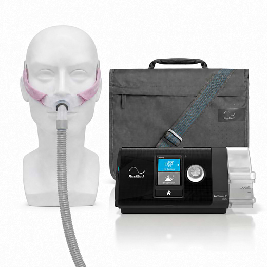 Kit CPAP AirSense 10 Elite com Umidificador e Máscara Nasal Swift FX Feminina