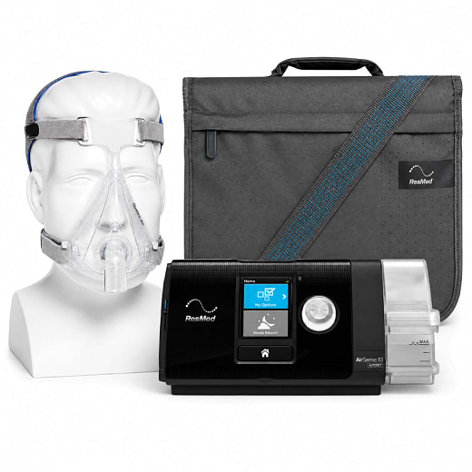 Kit CPAP Automático AirSense 10 AutoSet com Umidificador e Máscara Facial Quattro Air 