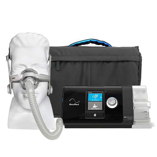 Kit CPAP Automático AirSense 10 AutoSet com Umidificador e Máscara Nasal AirTouch N20 Feminina