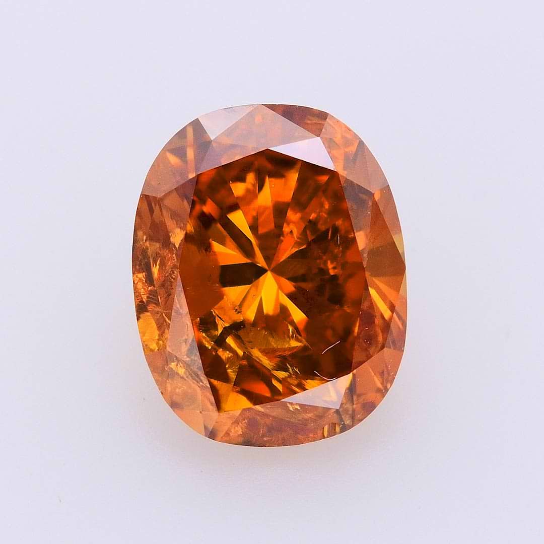 0.71 carat, Fancy Deep Yellowish Orange Diamond, Cushion Shape 