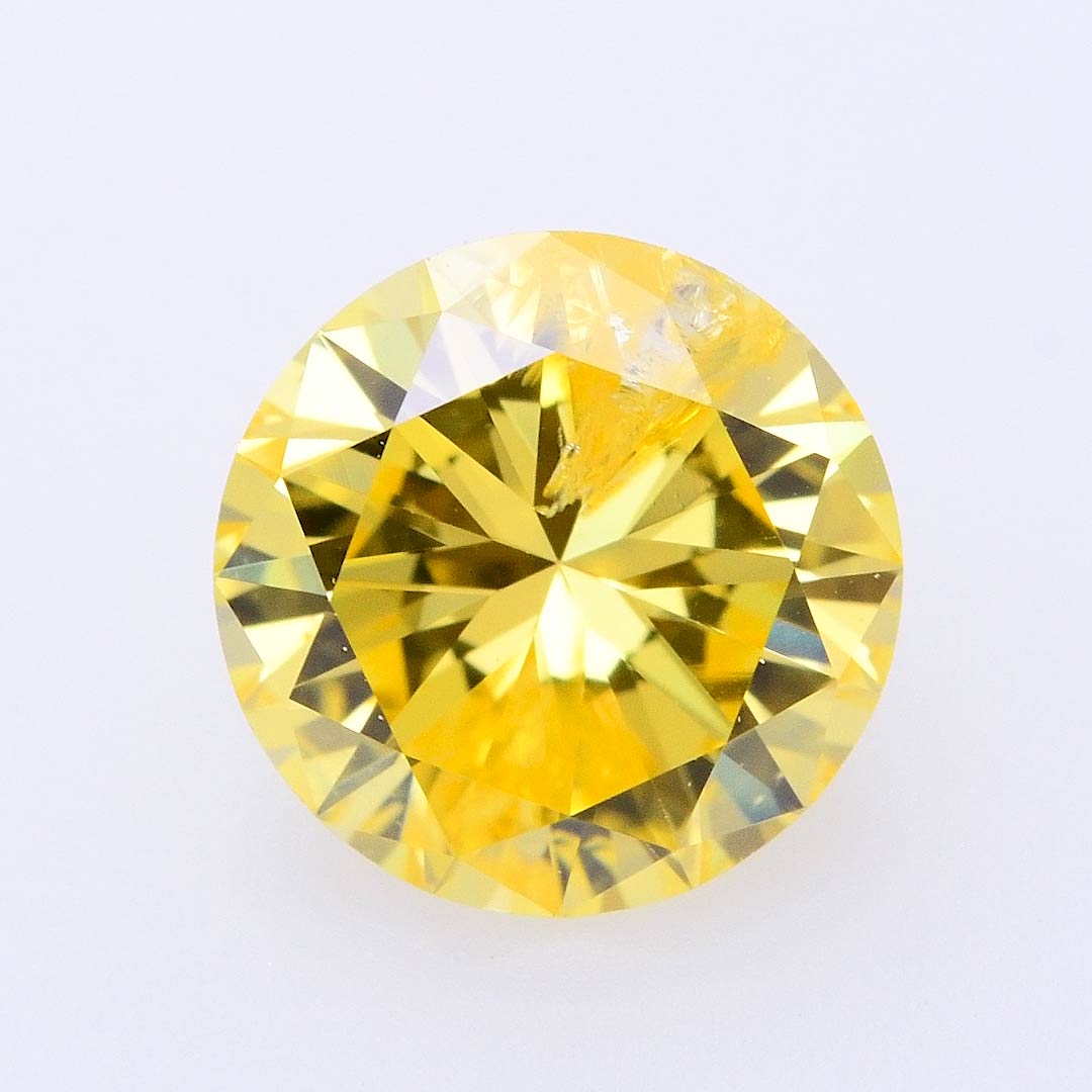 0.49 carat, Fancy Intense Yellow Diamond, Round Shape, (I1) Clarity, GIA,  SKU 381457