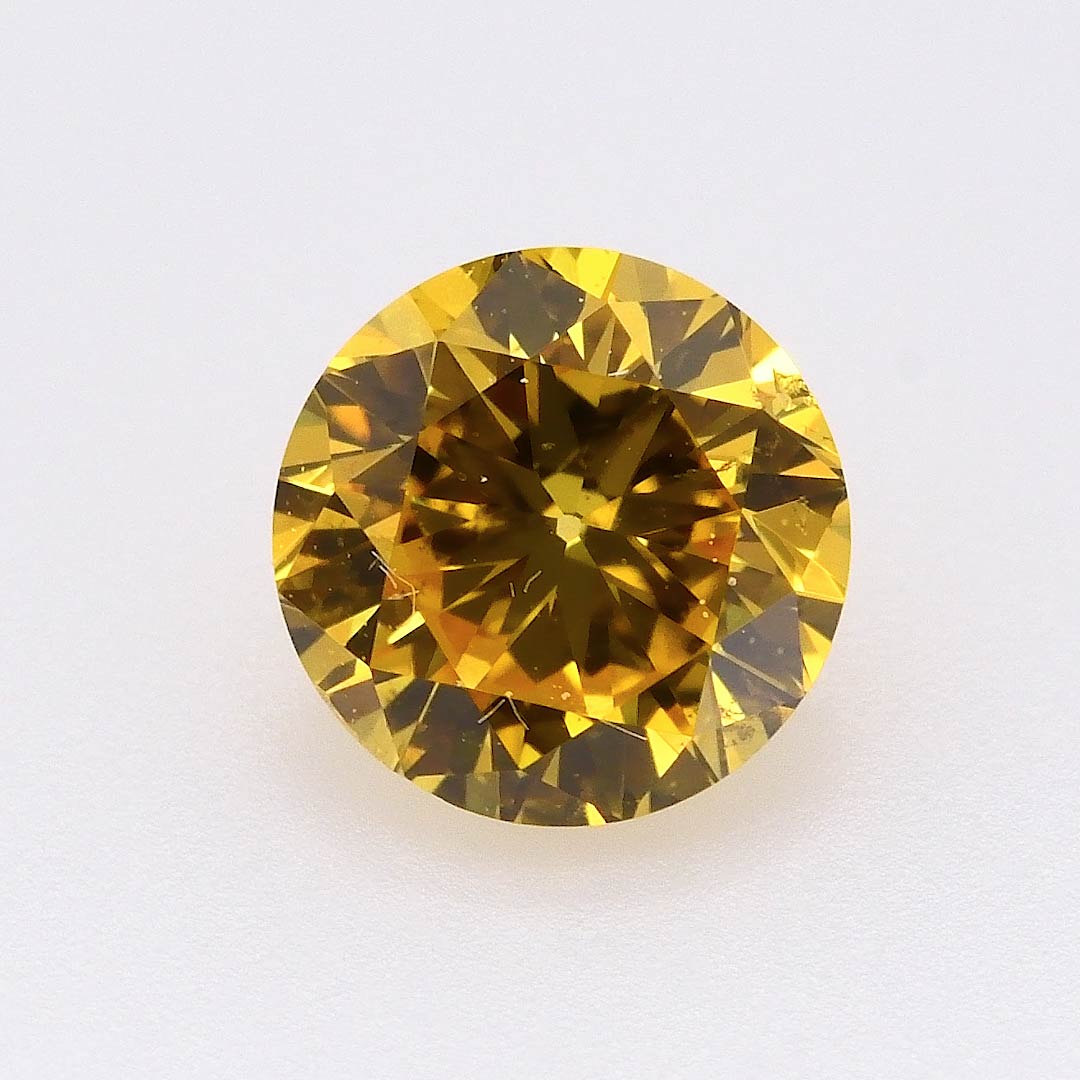 0.51 carat, Fancy Vivid Orangy Yellow Diamond, Round Shape, SI1 Clarity,  GIA, SKU 406879