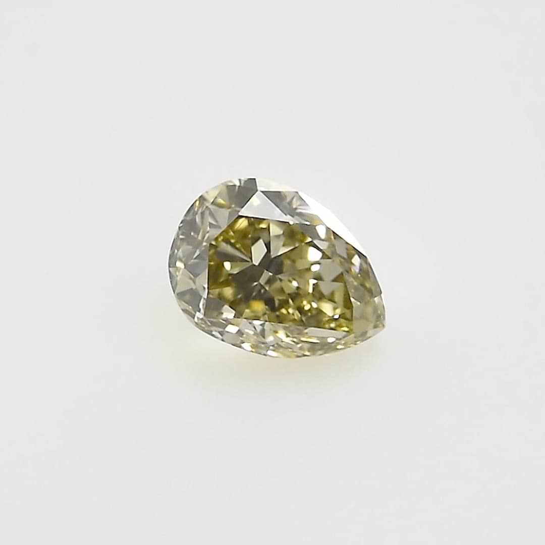 1.32 carat, Fancy Dark Gray Yellowish Green Diamond, Pear Shape