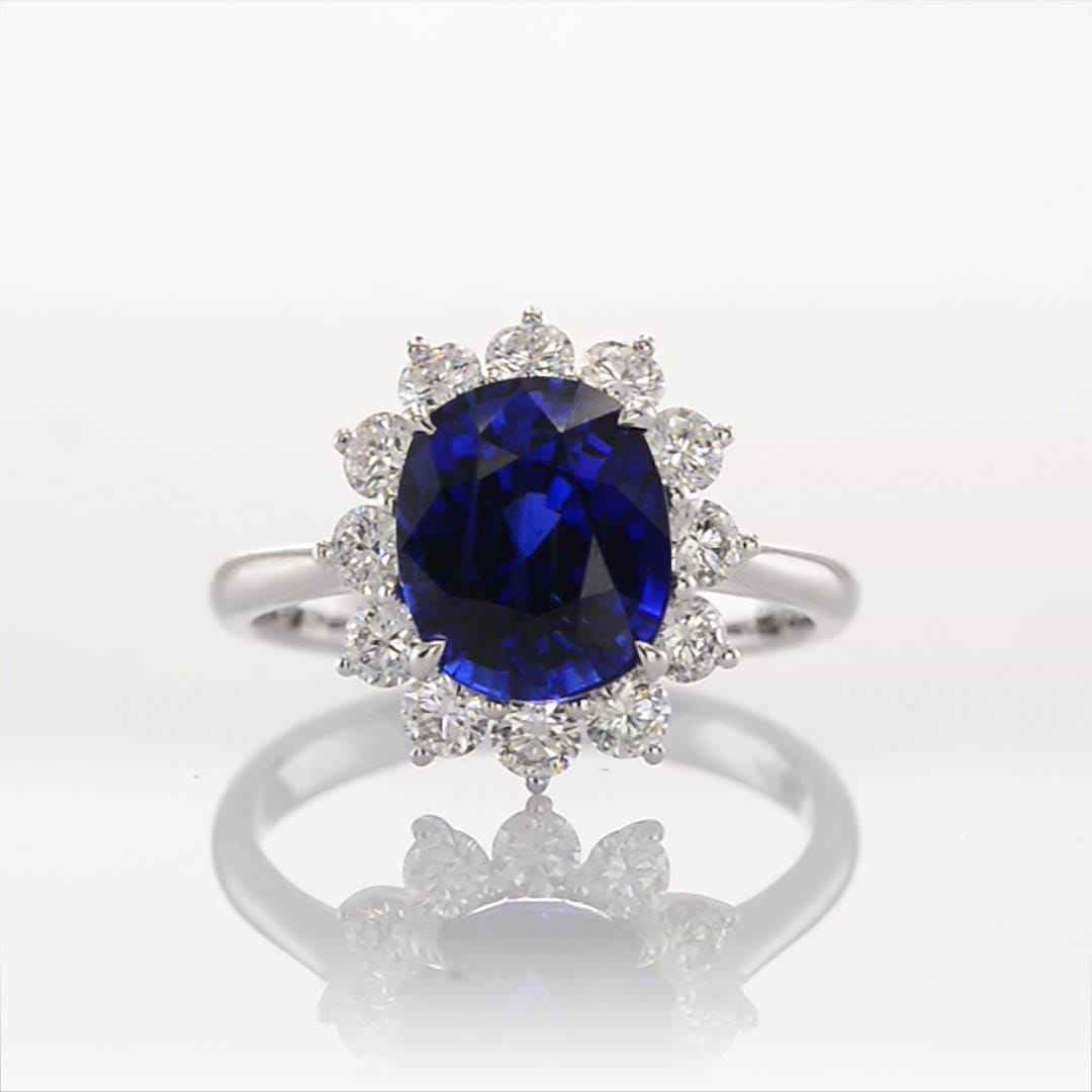 Royal Vivid Blue Sapphire & Diamond (Diana) Ring, SKU 283757 (4.47Ct TW)