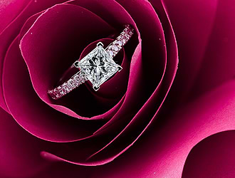 Princess-cut & Pink Diamond Engagement Ring,