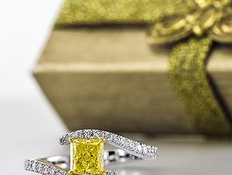 Fancy Intense Yellow Princess-cut Diamond Rin