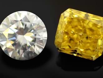 A colorless stone next to a similar sized nat