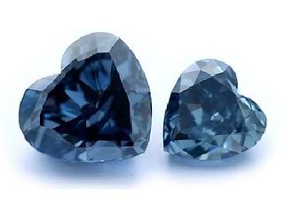 Two Heart Shaped, Fancy Blue Diamonds
