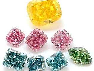 Different colors and shapes of fancy color di